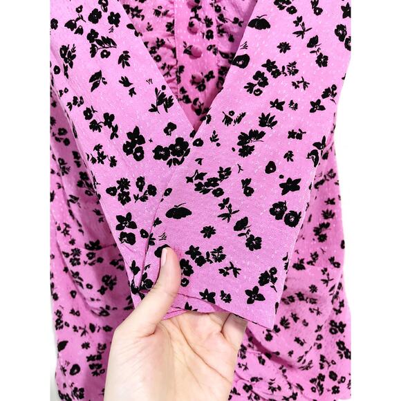 ROTATE NWT Fine Jacquard Floral Ruched Mini Dress in Pink Size 6 - Picture 12 of 16